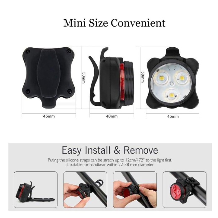 10P USB charging Headlight Front Light Led Lamp Horn for Bicycle E-Bike Electric
