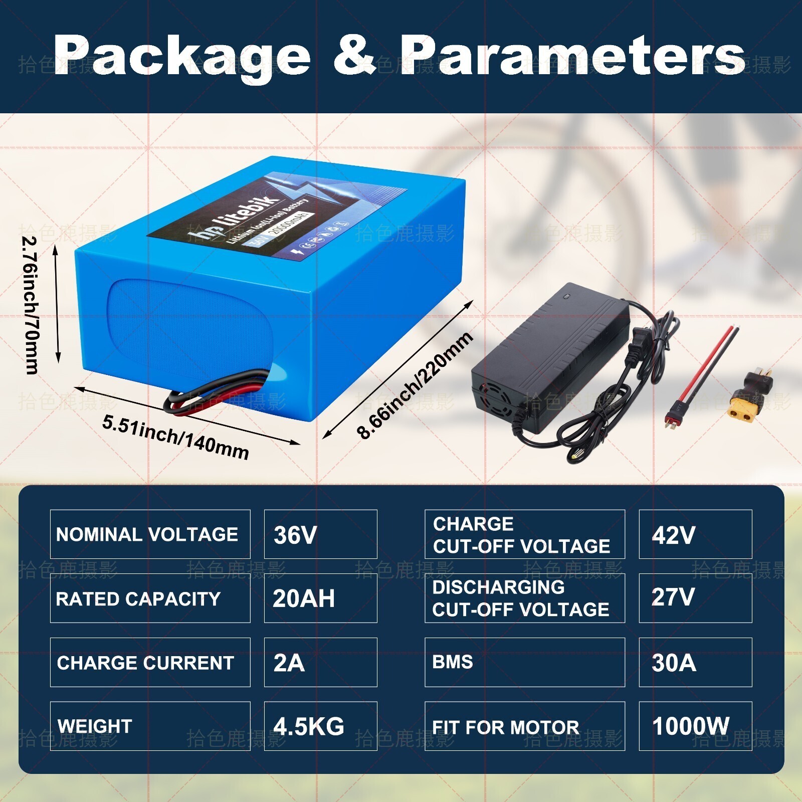 36V 20AH Li-ion Battery for≤1000W Ebike Scooter Electric Bicycle Charger 30A BMS