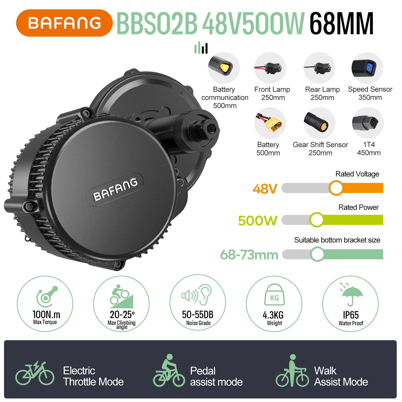 48V500W 750W 1000W Mid Drive Motor Kit Bafang Ebike Conversion Kits 68-120MM US