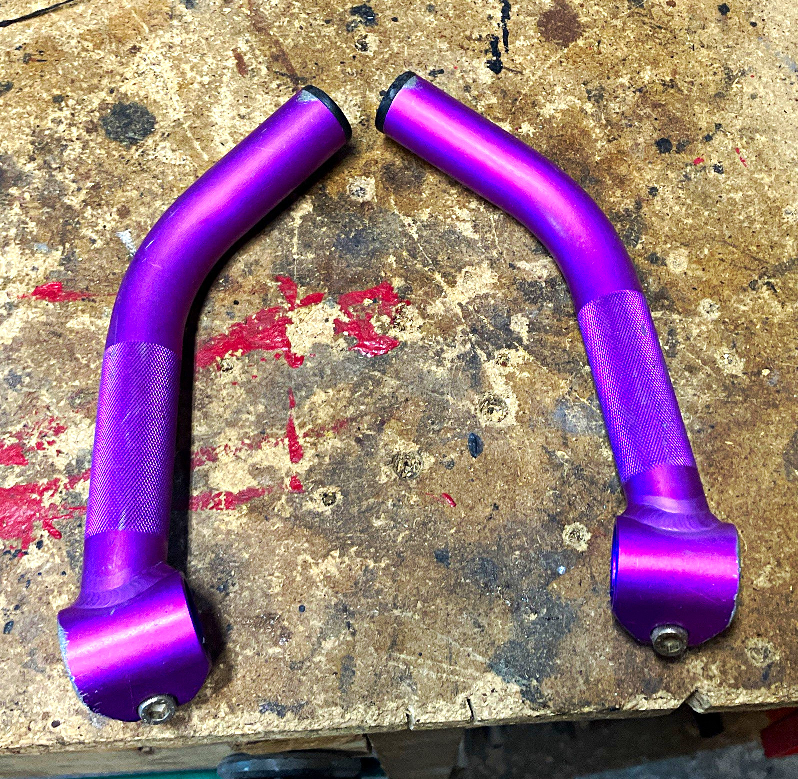 Vintage Purple Aluminum Alloy Clamp-On Bar Ends Pair