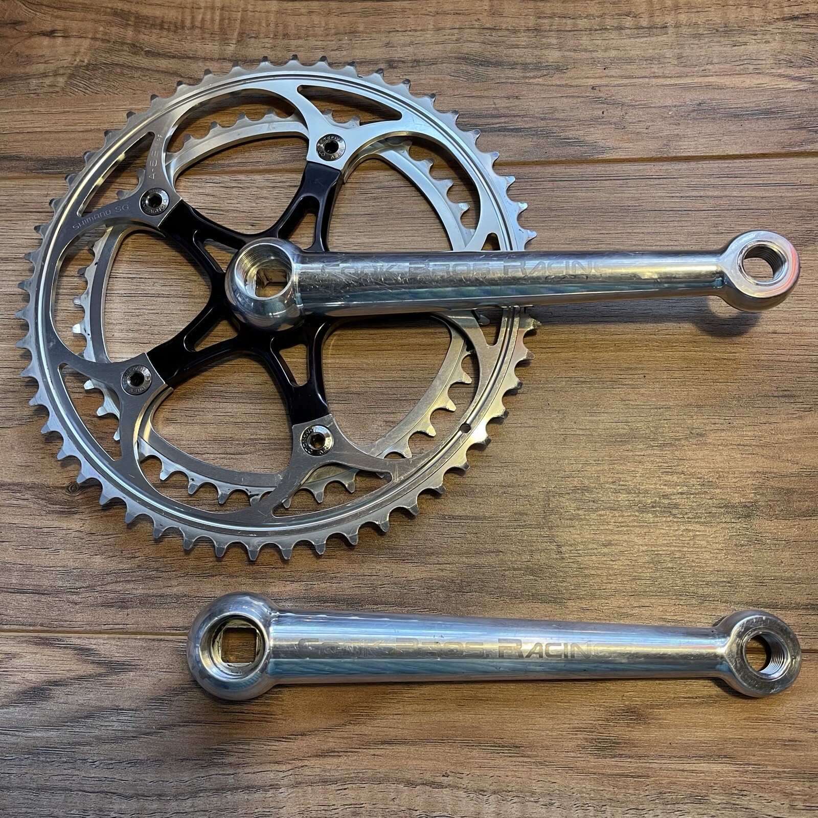 Vintage Cook Bros Racing PCH Road Crankset 181 52 42 Dogbone Square Taper 130BCD