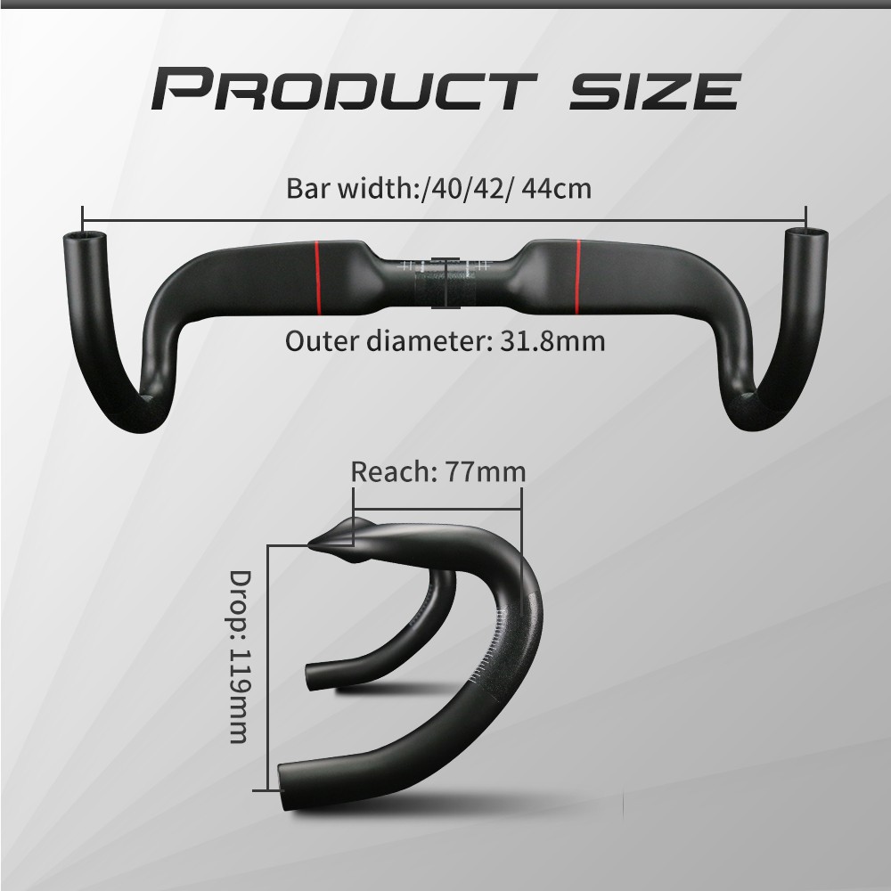 Road Bicycle Handlebar Carbon Fiber 31.8mm Bike Drop Bar Internal Routing 440mm