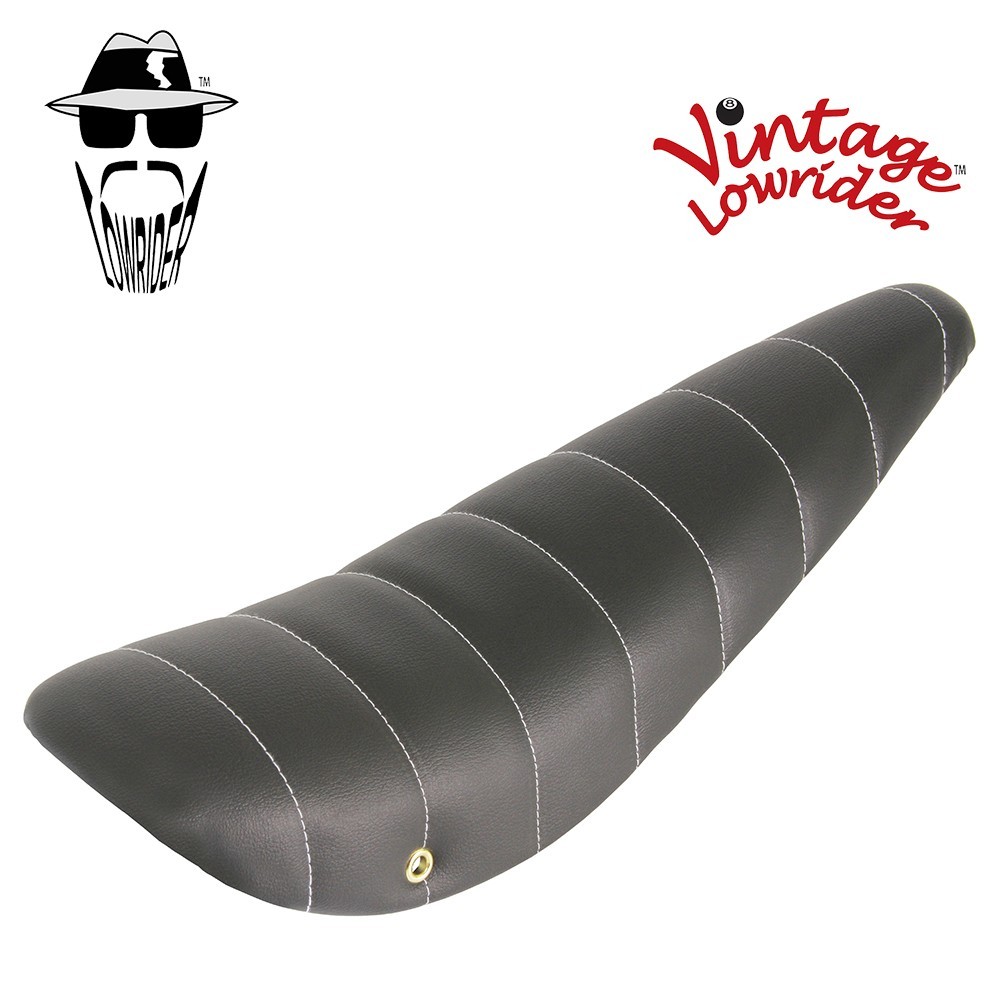 Vintage Lowrider 20″ Vintage Stitched Faux Leather Banana Saddle Black