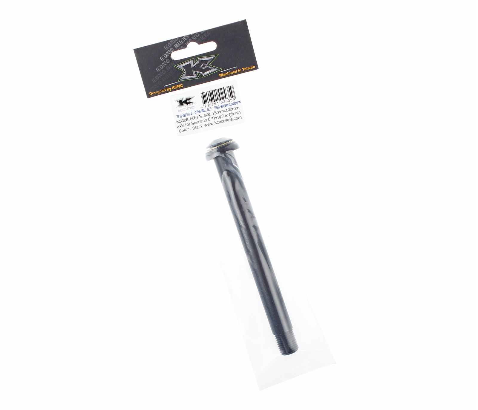 KCNC KQR08 Front Thru Axle 15x100mm for Shimano FOX M14x1.5 Black CNC Skewer