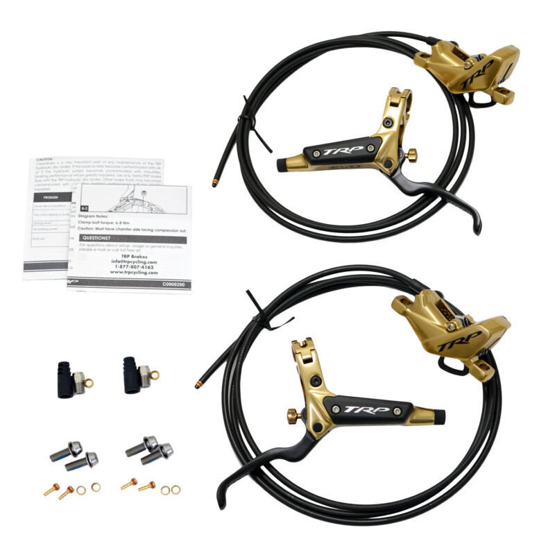 TRP DH-R EVO HD-M846 Hydraulic Disc Brake Set 4-Piston Caliper F+R Gold set