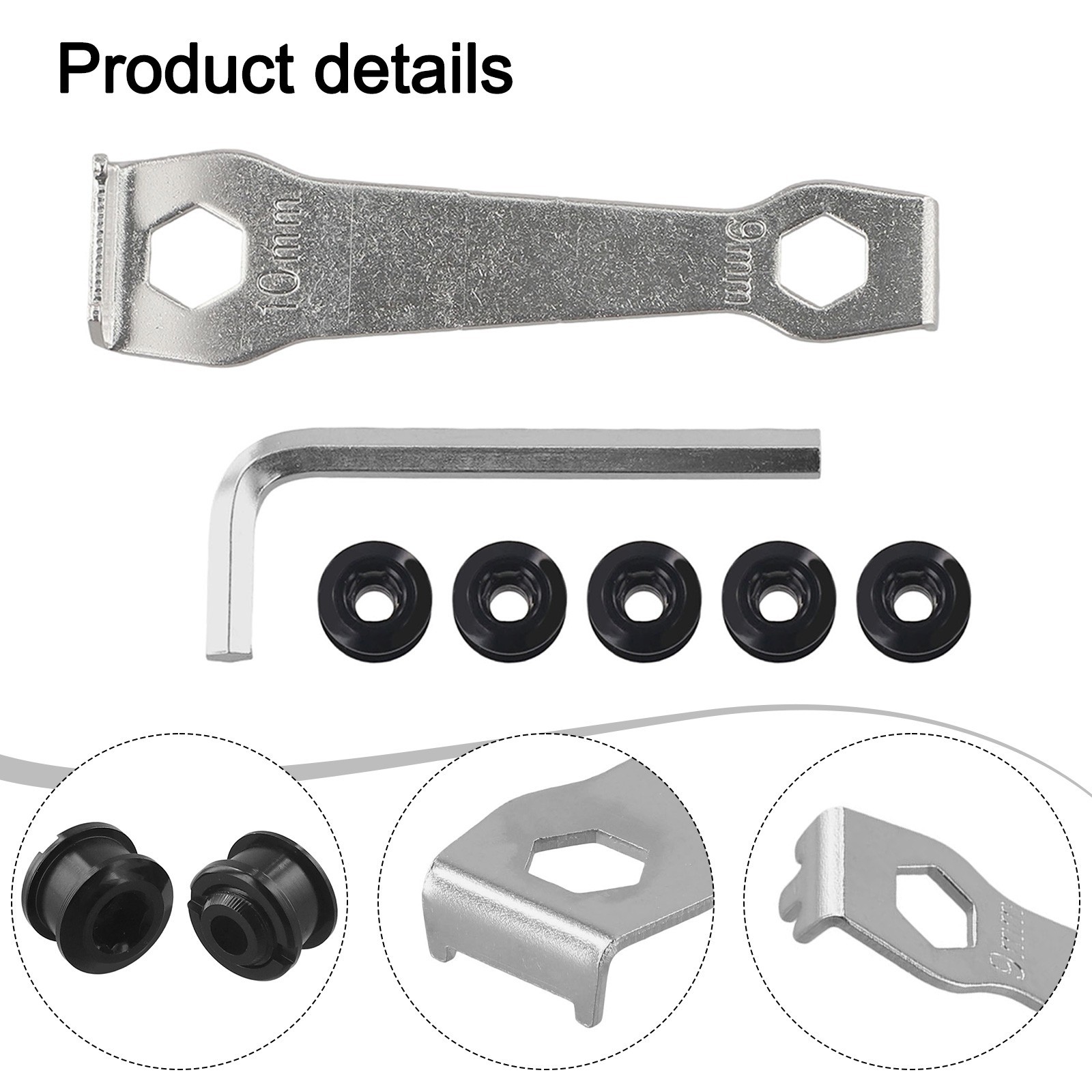 Bike Single Chainwheel Bolt Set with Mounting Tools for DIY Bicycle Projects