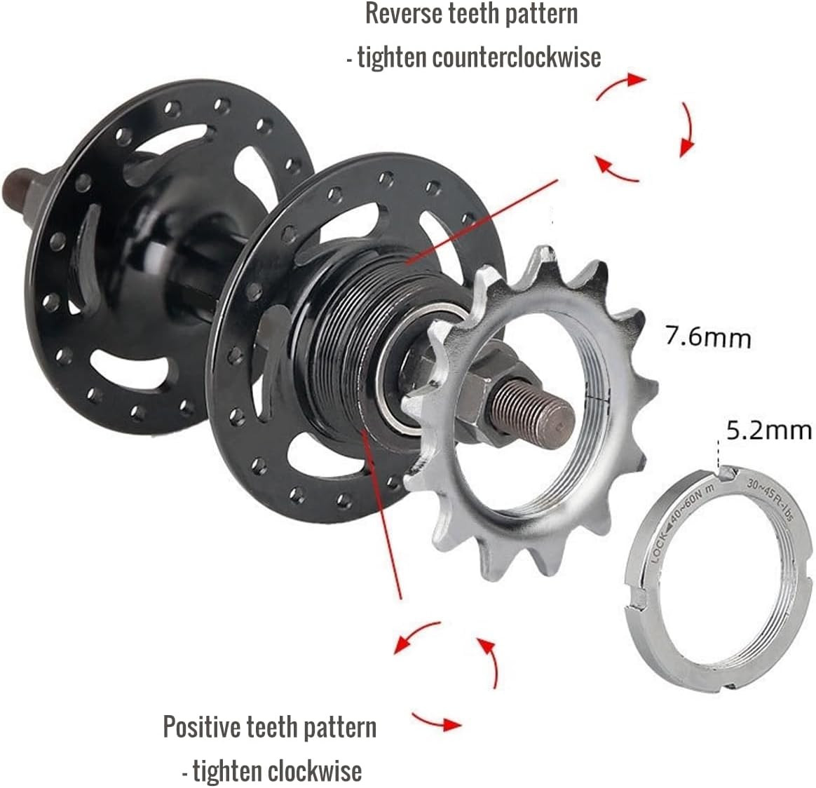 Fixed Gear Freewheel Cog Lockring Set for Fixie Track Bike | Steel components, 1