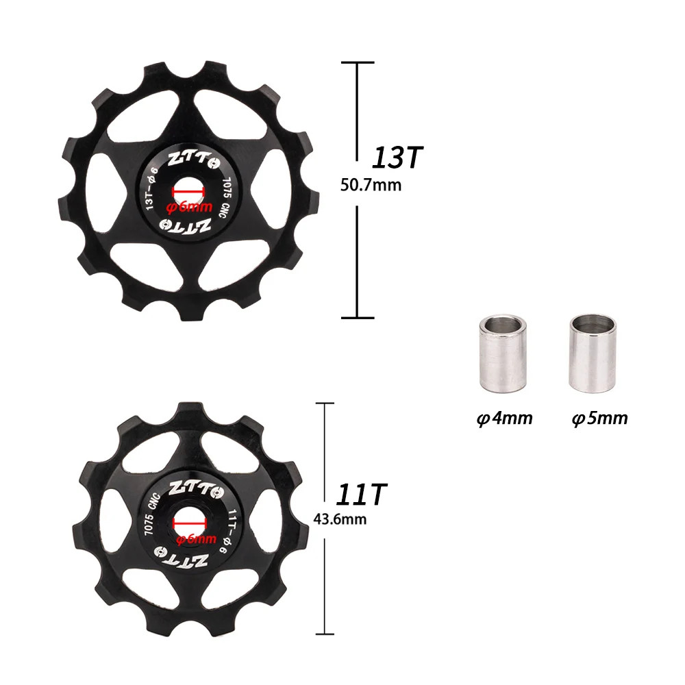 ZTTO MTB Rear Derailleur Jockey Wheels 11T 13T AL7075 Bearing Pulley Set