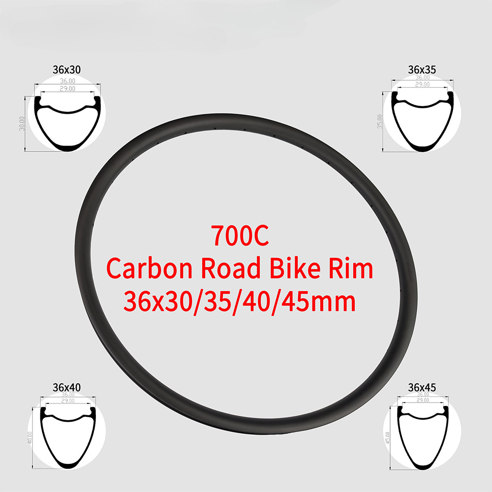 700C Road Bike Carbon Rim 30/35/40/45mm Depth Symmetric Bicycle Wheels UD 3K 12K