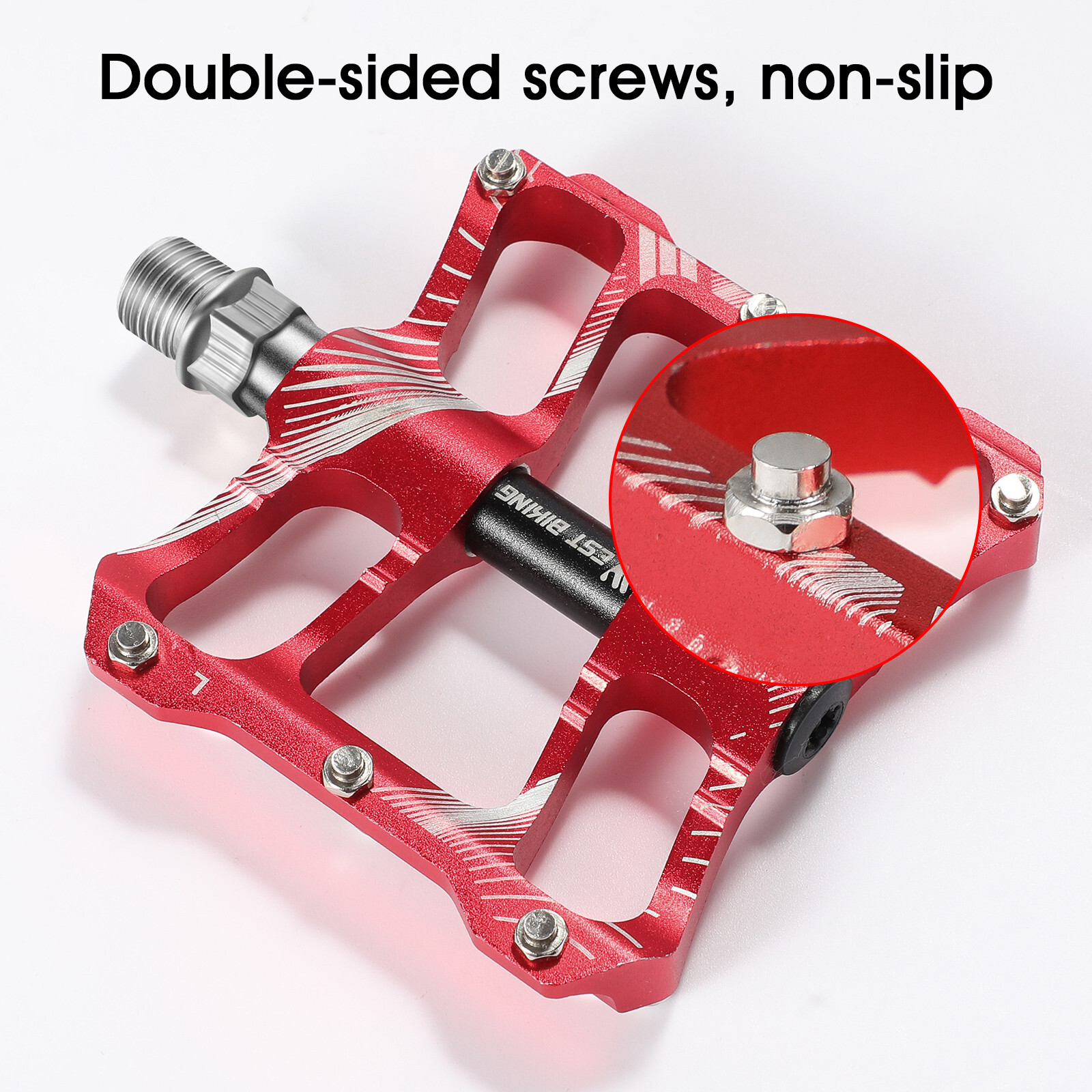 WEST BIKING 2 Sealed Bearings Bicycle Pedals Aluminum Alloy Bike Flat Pedals Red
