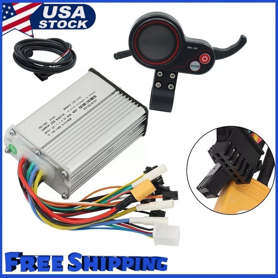 1200W 48V-25A Brushless Motor Controller + LCD Display + 6 Pin Cable For Scooter