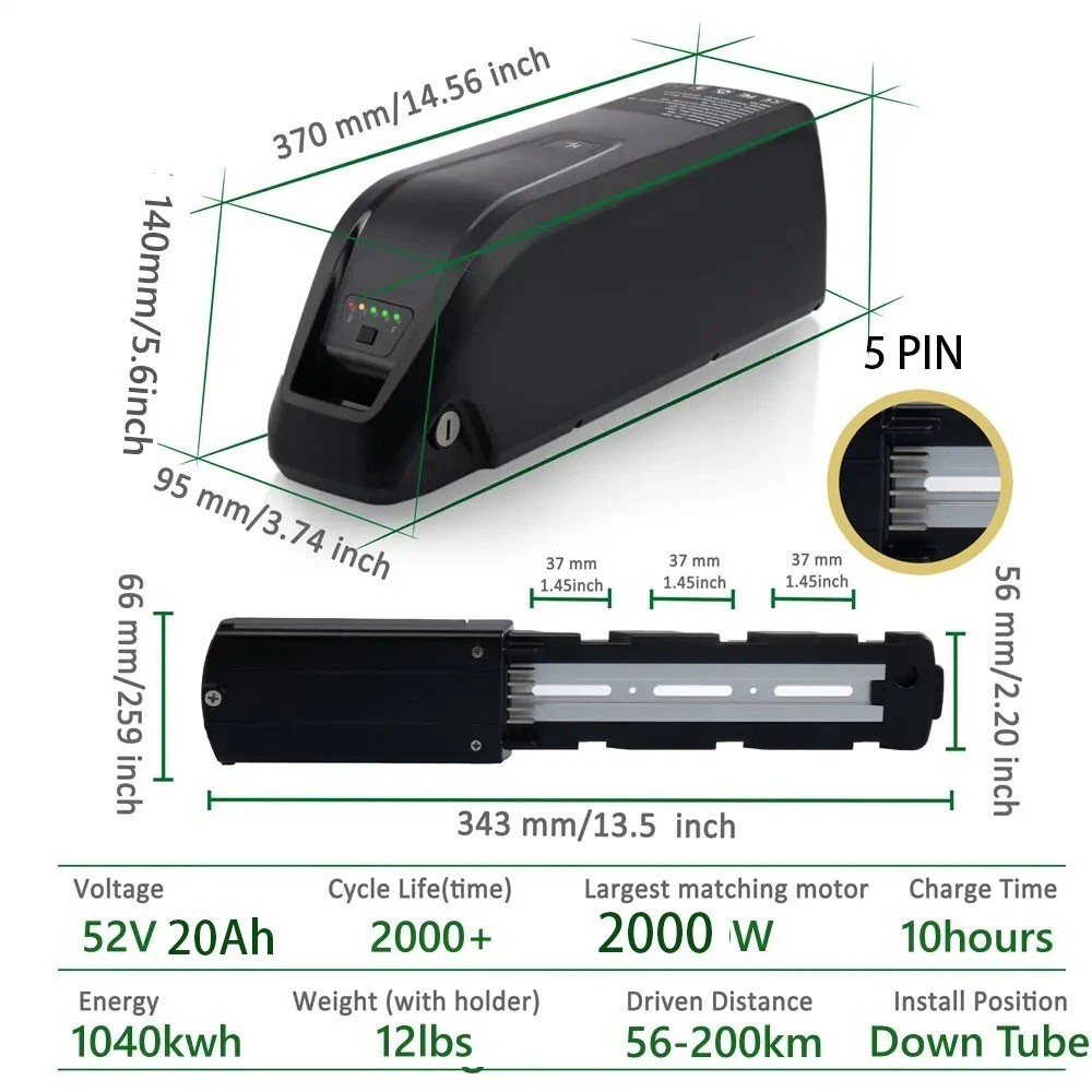 36V/48V/52V 10AH/15AH/20AH electric bicycle bike lithium battery 0-2000W Motors