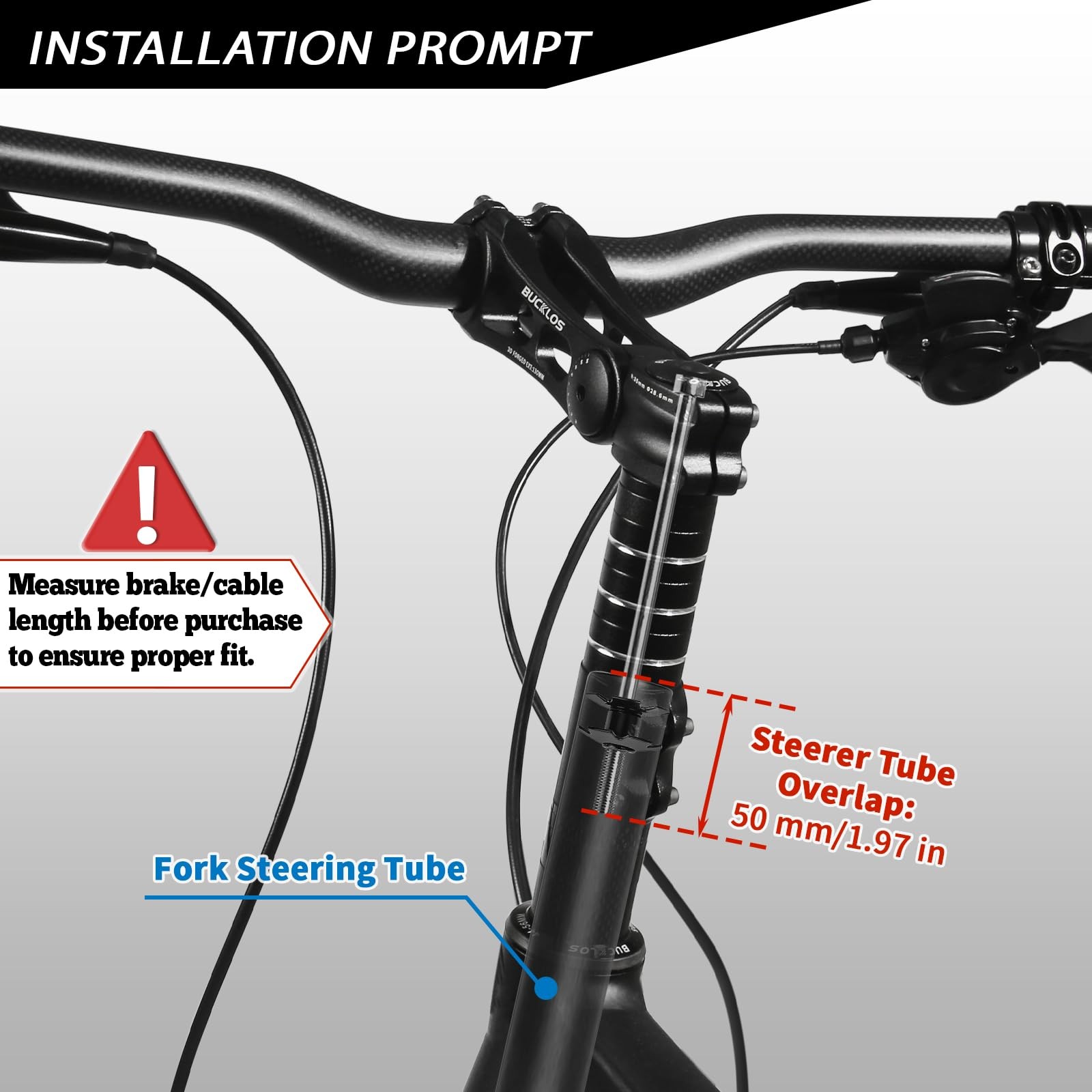 BUCKLOS Bike Stem Riser Extender MTB, 1-1/8″ 28.6mm Fork Stem, 100mm
