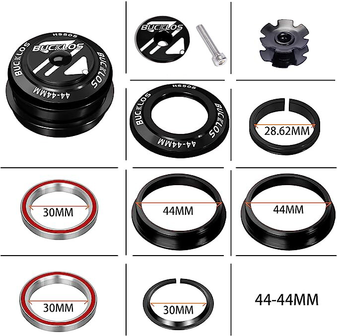 US JESSICA 44-55mm Double Bearings Black Headset For 1-1/8″ Tapered Fork Tubes