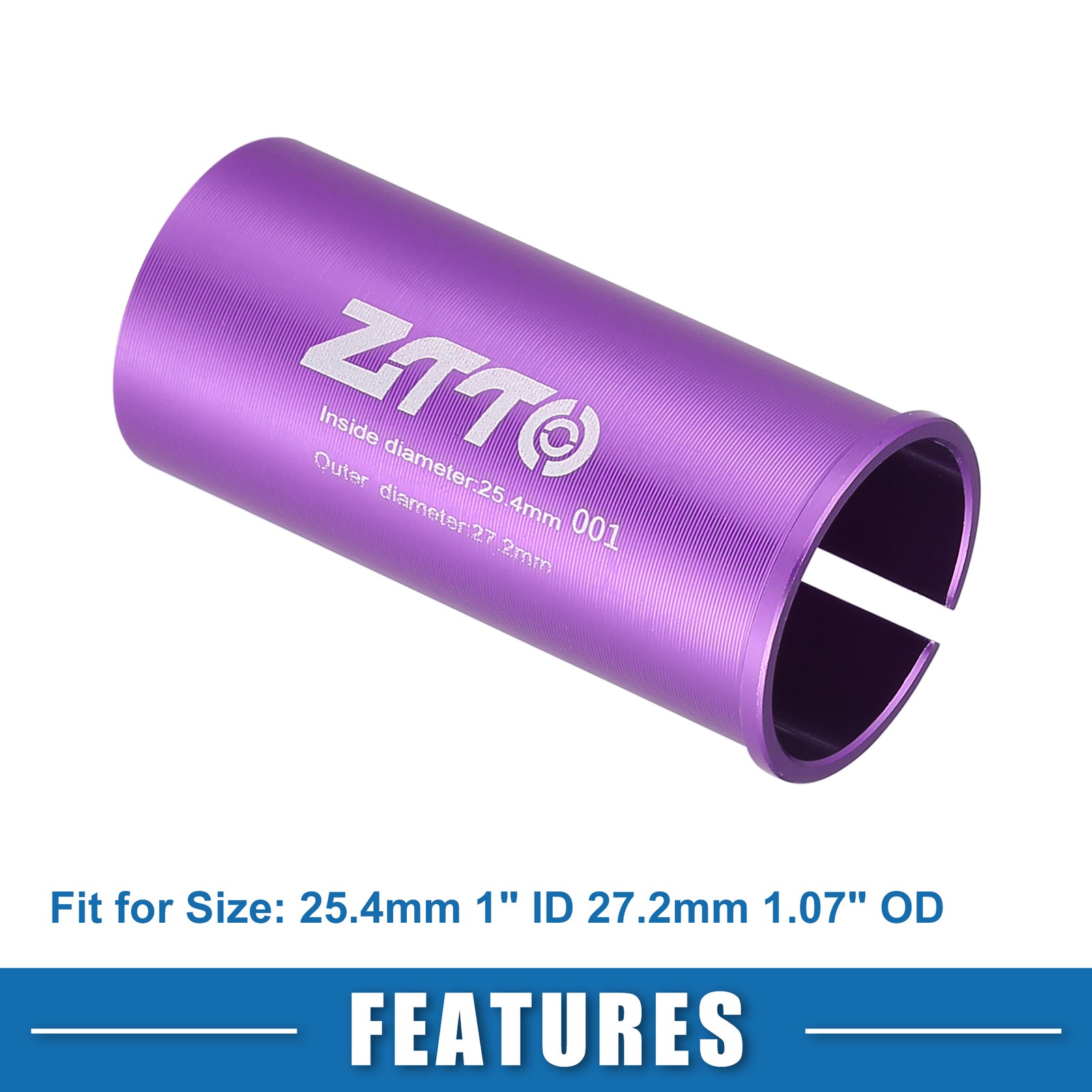 2pcs 25.4mm 1″ ID 27.2mm 1.07″ OD Seatpost Shim Adapter for Bicycle Purple