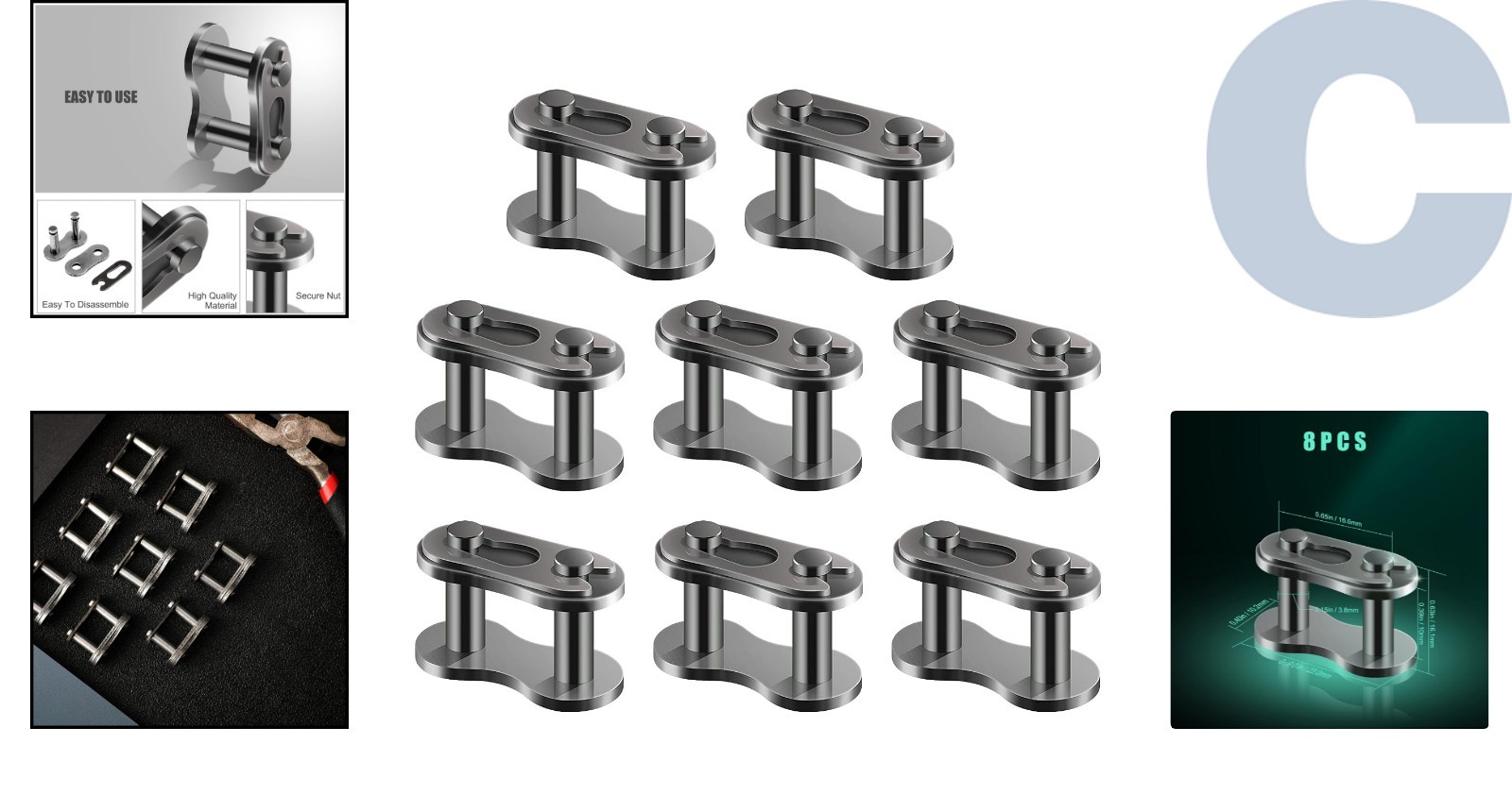 8 Heavy-Duty Chain Master Links – Steel Alloy Connectors for Dirt Bikes and ATVs