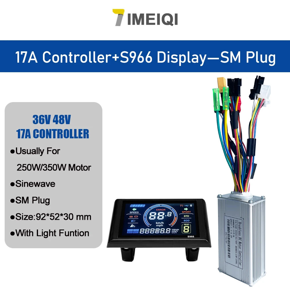 Three-Mode Ebike Sine Wave Controller 36V 48V 17-40A with LCD S866 S966 Display