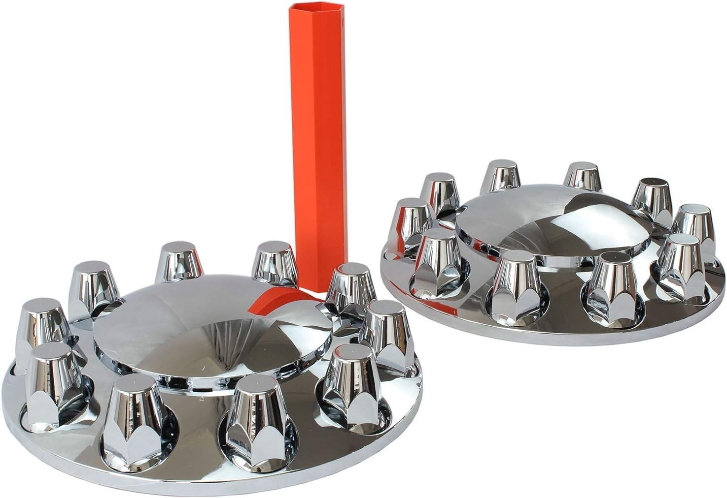 Chrome ABS Complete Axle Cover Set with Standard Hub Caps and 33mm Screw-On L…