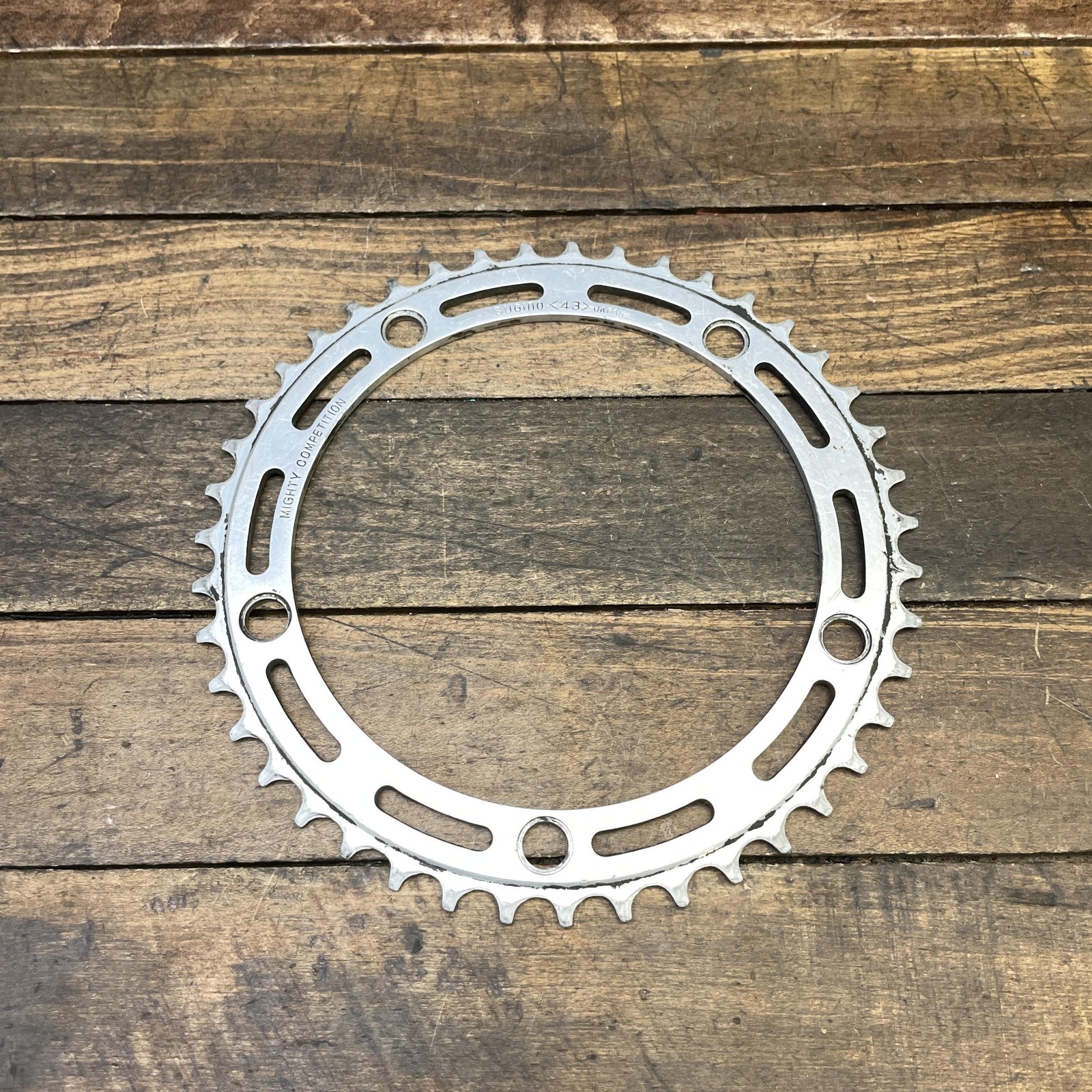 Vintage Sugino 43T Mighty Competition Chainring 144 BCD 5-Arm 43 WEAR