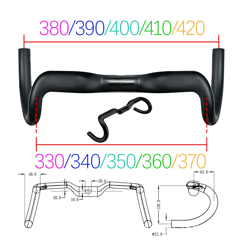 Full Carbon Bicycle Handlebar Rise Bar Racing Road Bike Drop Bar 31.8*380-420mm