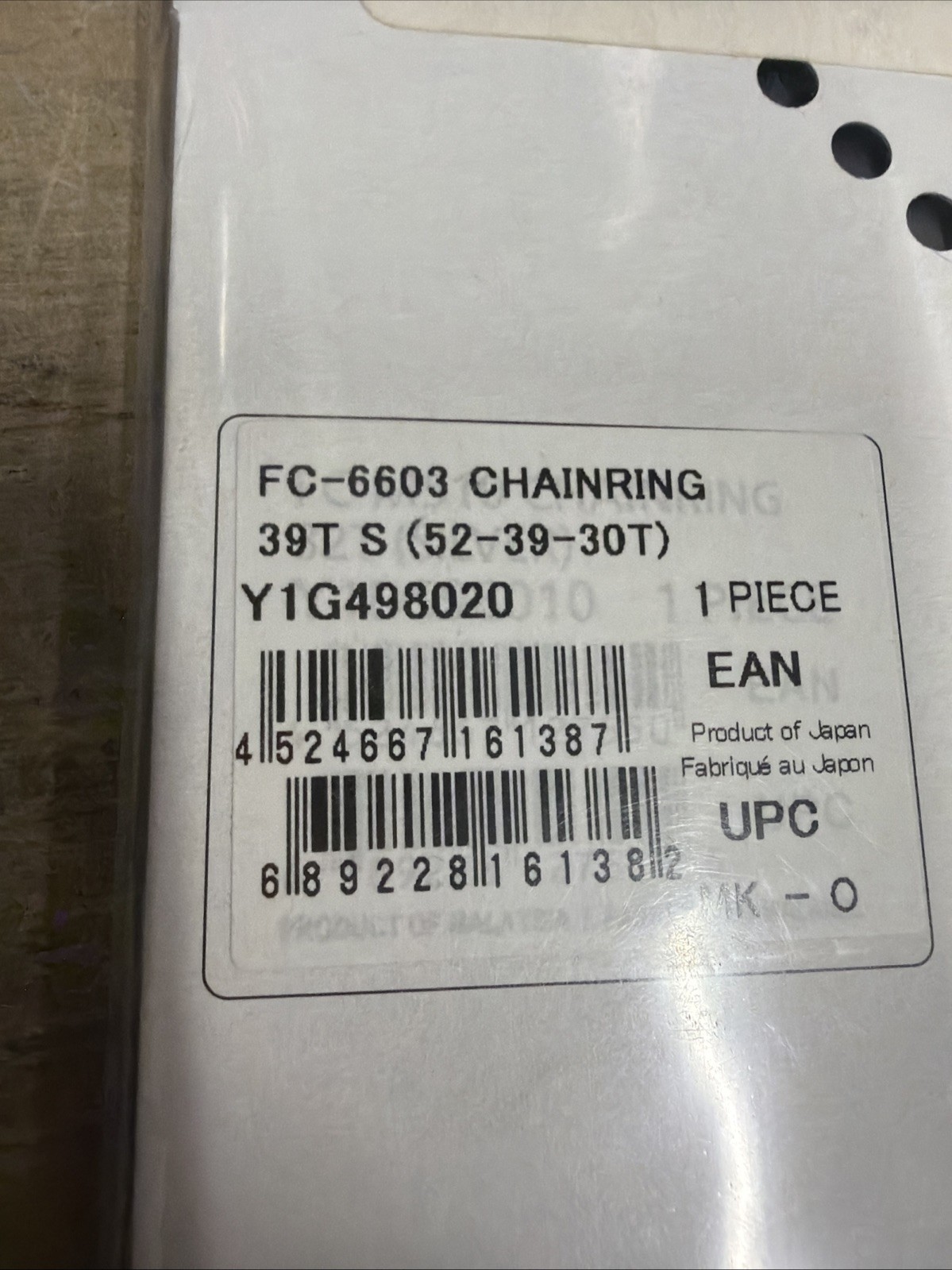 FC-6603 Chainring 39T S (52-39-30) 3×10 Ultegra