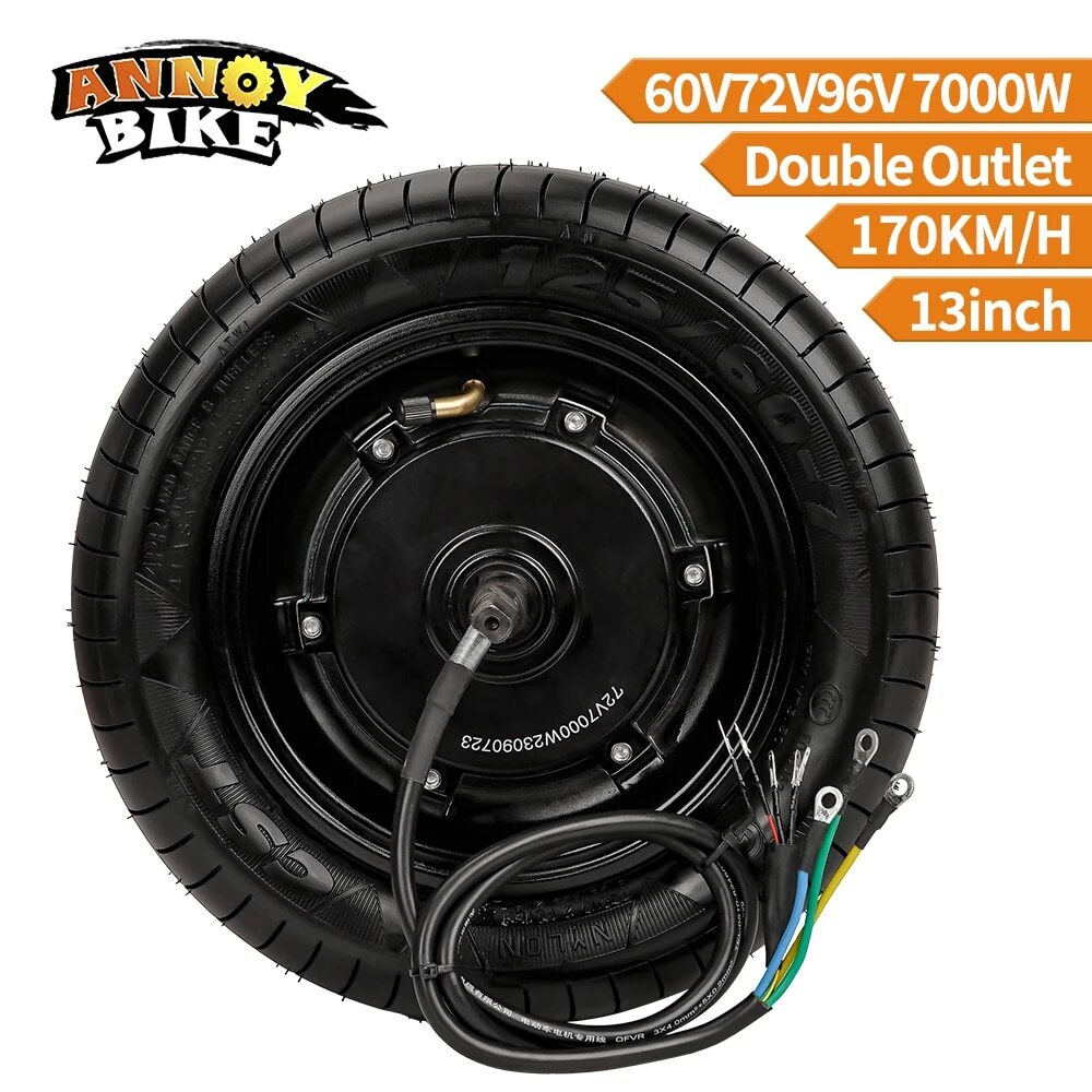 170km/h 13 inch 60V 72V 96V 7000W Hub Motor Scooter Motor Wheel 70N.m High Speed
