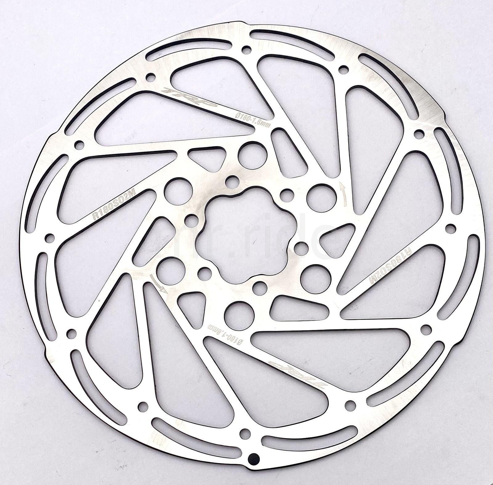 TRP R2 Disc Brake Bike Rotor, 180mm, 6-Bolt, 1.8mm Thick, Silver, R180S02M