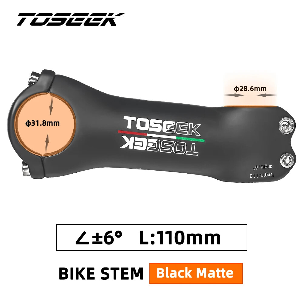 Road Mountain Power Bike Handlebar Carbon Stem 6 Degree 80/90/100/110mm 31.8mm