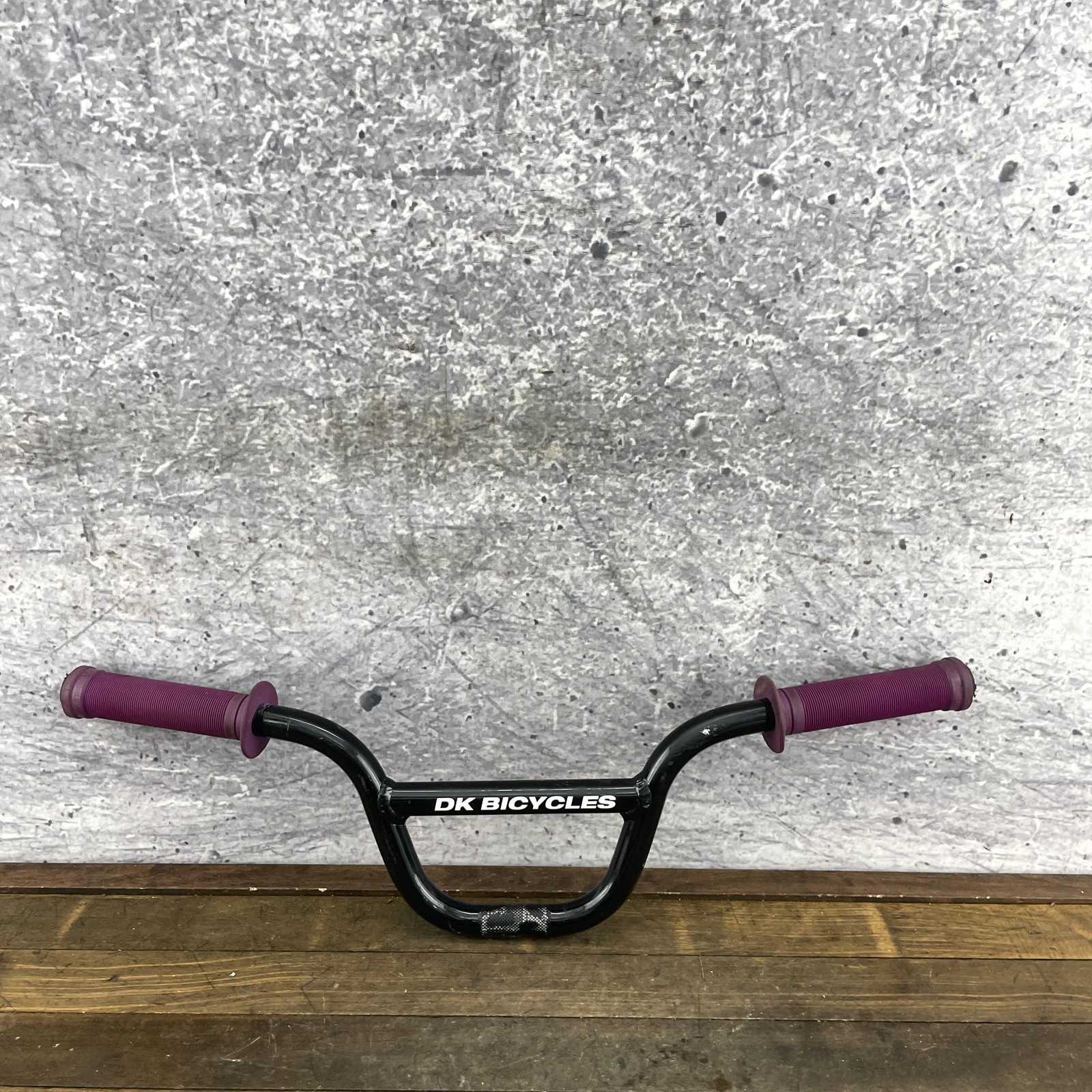 DK Bicycles BMX Expert Alloy Race Handlebar Black Longneck Purple Grips Knurled