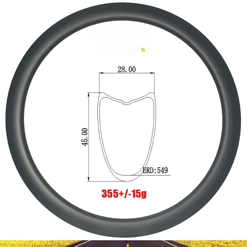 700C Road Bike Carbon Rim Disc/V Brake 45mm Deep 28mm Wide Tubular 16-36 Holes
