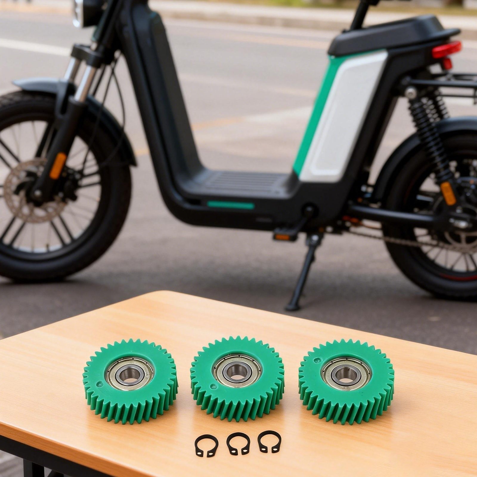 36T Nylon Skew Gears 385mm for Electric Bike Motor 3PCS Set with 608 Bearings