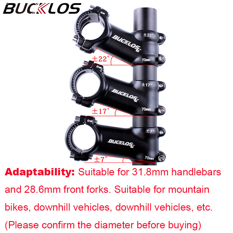 BUCKLOS Handlebar Stem Aluminum Bicycle Stem 7/17/22° for MTB Road Bike Stems