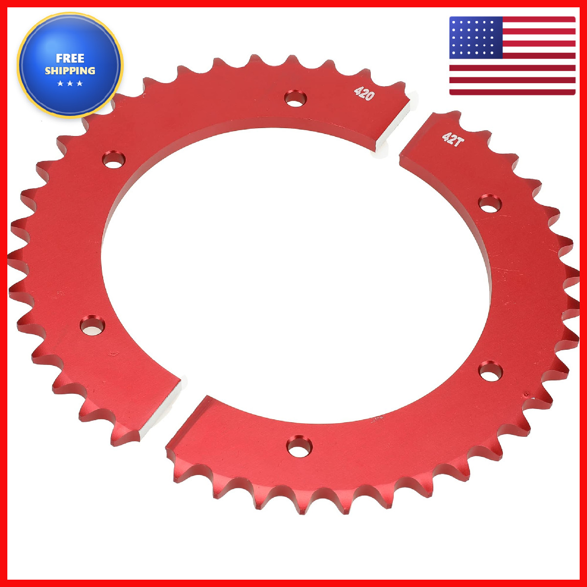 Grehua Universal Split Sprocket 420 Chain 42 Tooth Rear Drive Wheel Aluminum
