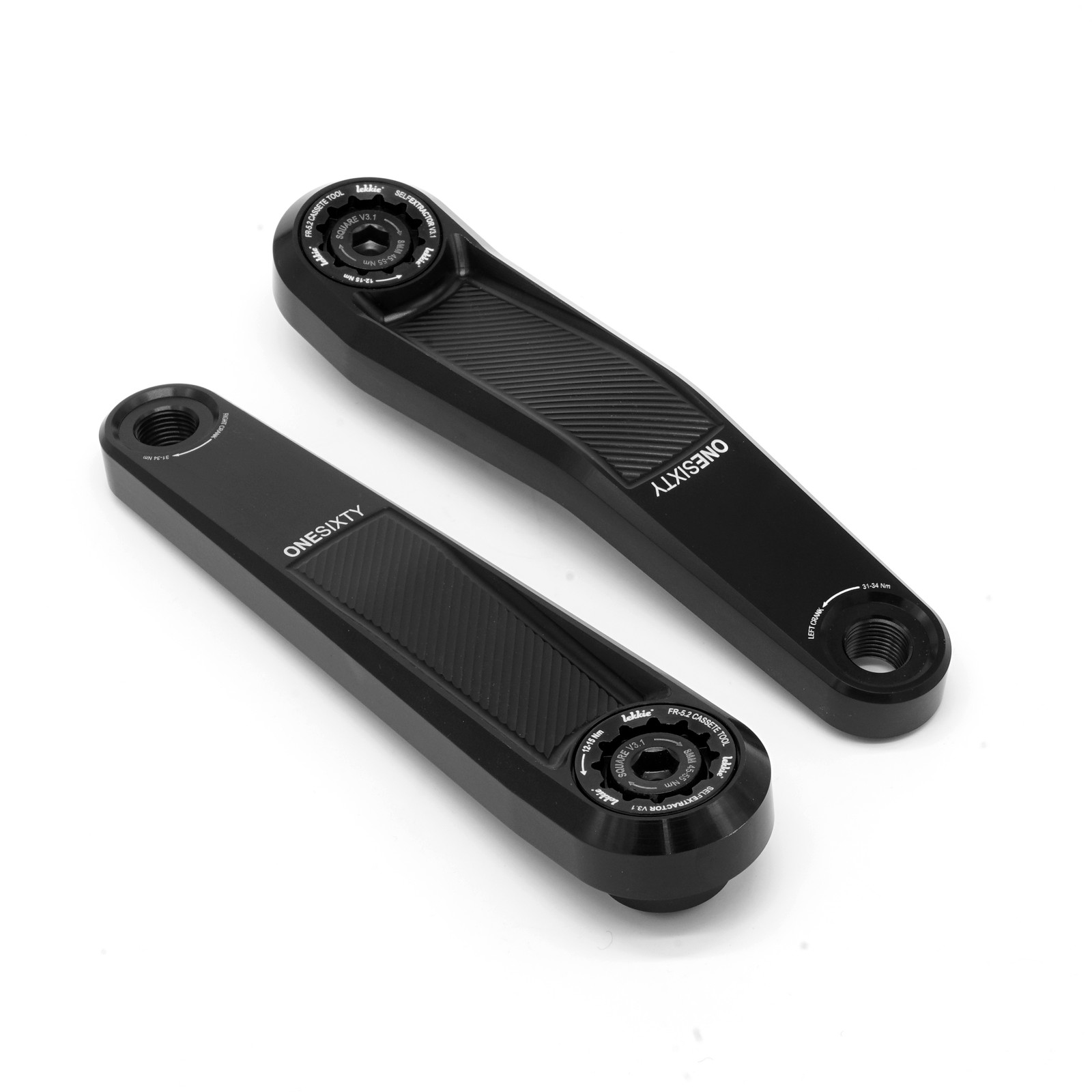 Buzz Bar Ebike Cranks – Left Offset Square Drive 160mm – Black-Black V3.1