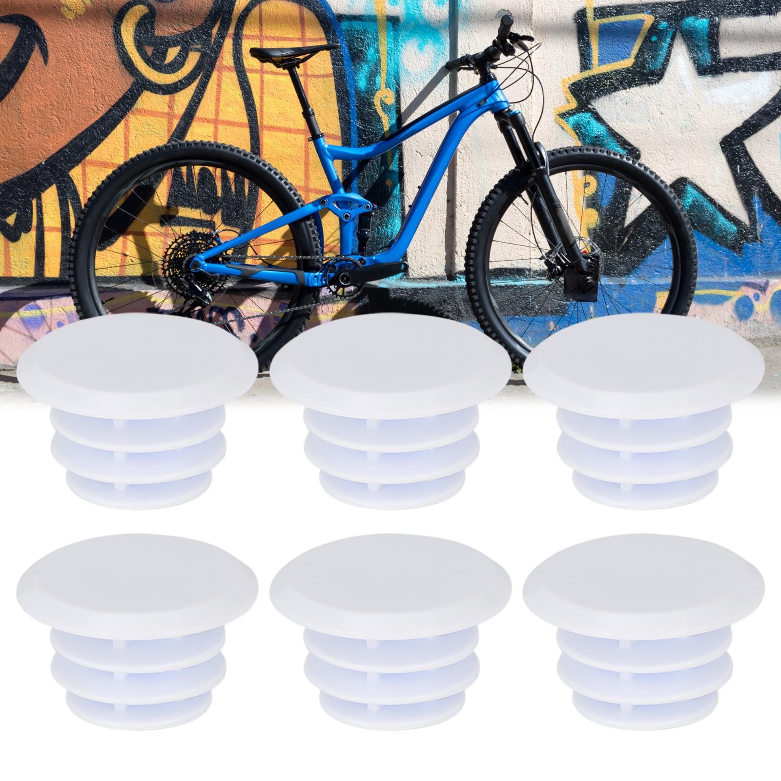6pcs Cycling Bike Bicycle Handlebar Bar Rubber End Plugs Caps Locking Grip White
