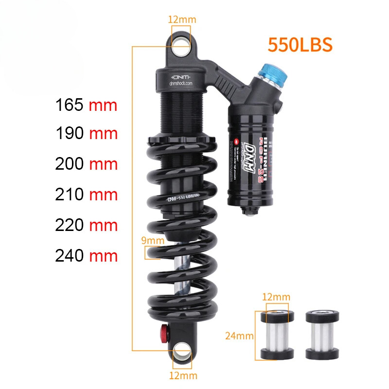 165/190/200/210/220/240mm MTB Bike Rear Shock Absorber 550LBS Spring Soft Tail