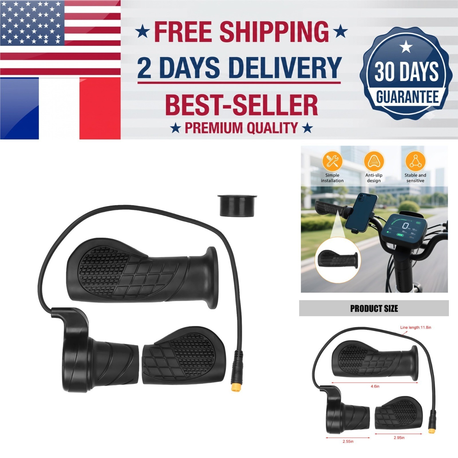 KHGUZ Half Twist Throttle for Electric Bikes – 36V 48V 72V