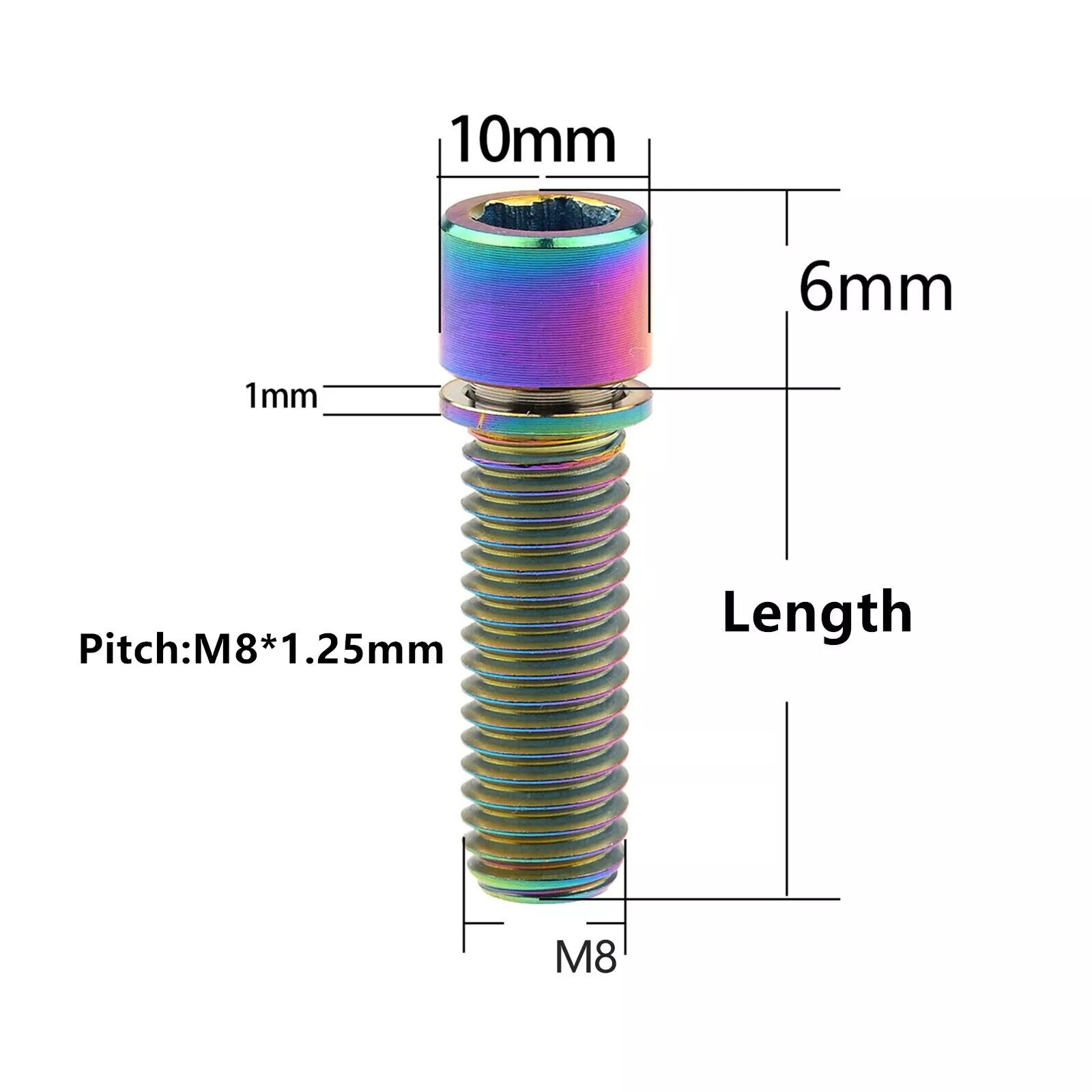 4Pcs/lot M8x25mm Titanium Ti Fit For BMX Stem Bolts Allen Hex Head Screw Washer