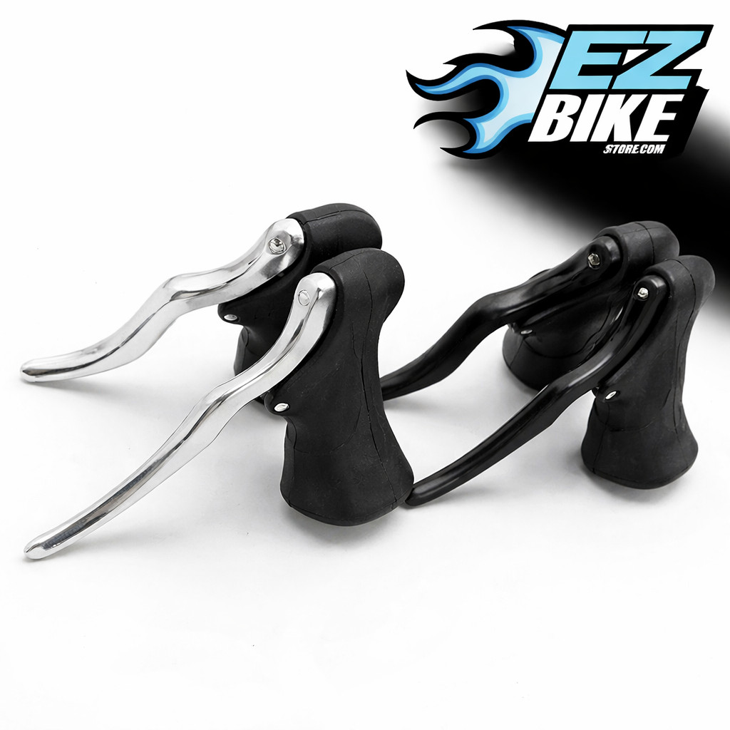 Bicycle Brake Levers Drop Bar Road Bike Hoods Set Black Silver Lightweight Pair