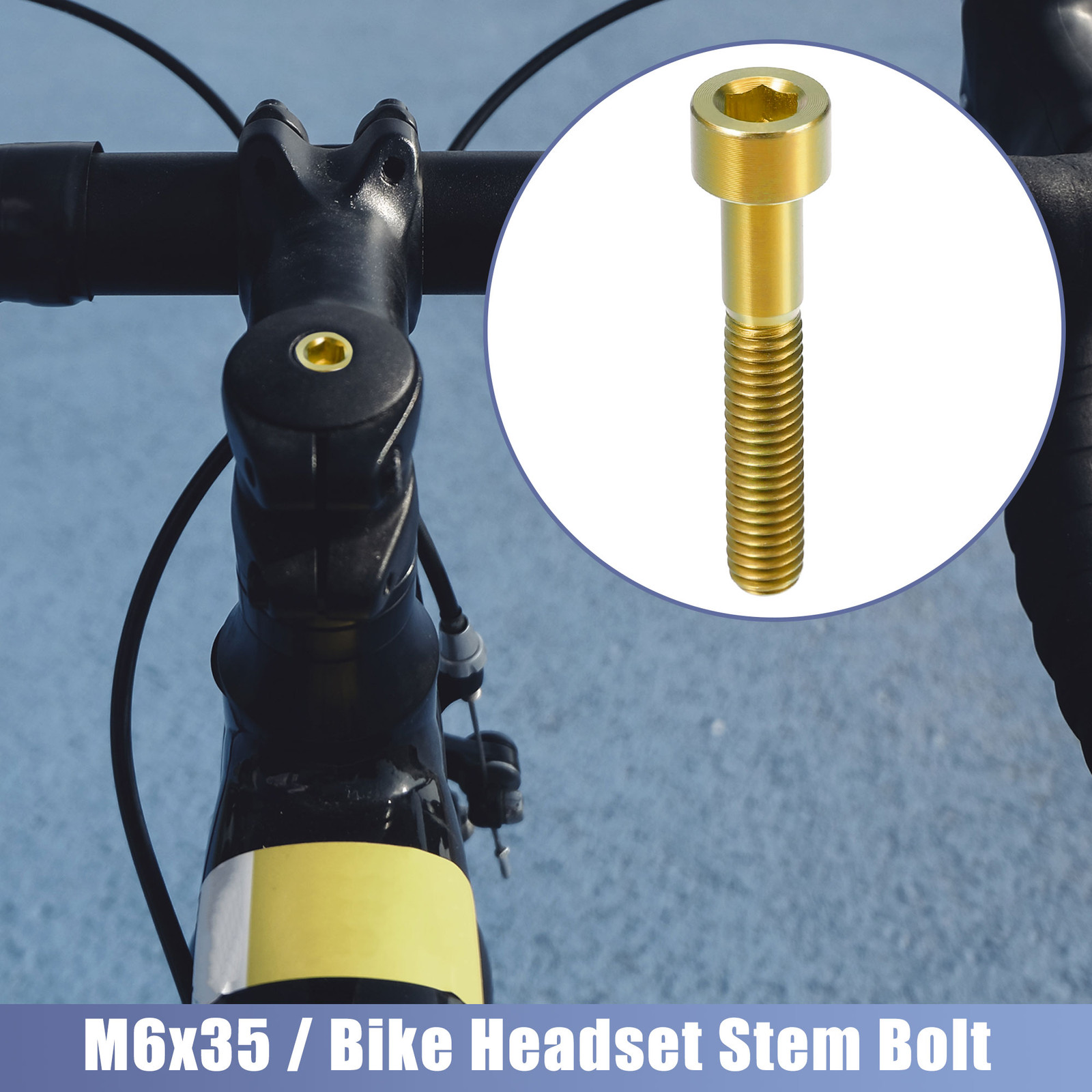Gold Tone M6x35 Bike Stem Bolt Bicycle Bike Headset Stem Bolt Titanium Alloy