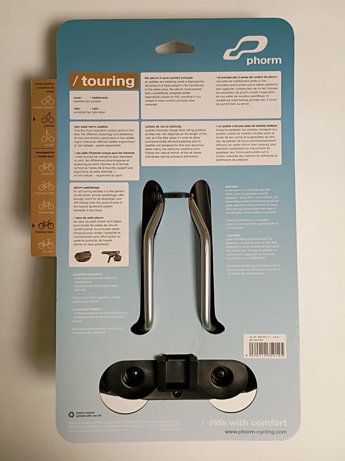 Phorm S/410 Gel Max Mens Bicycle Saddle