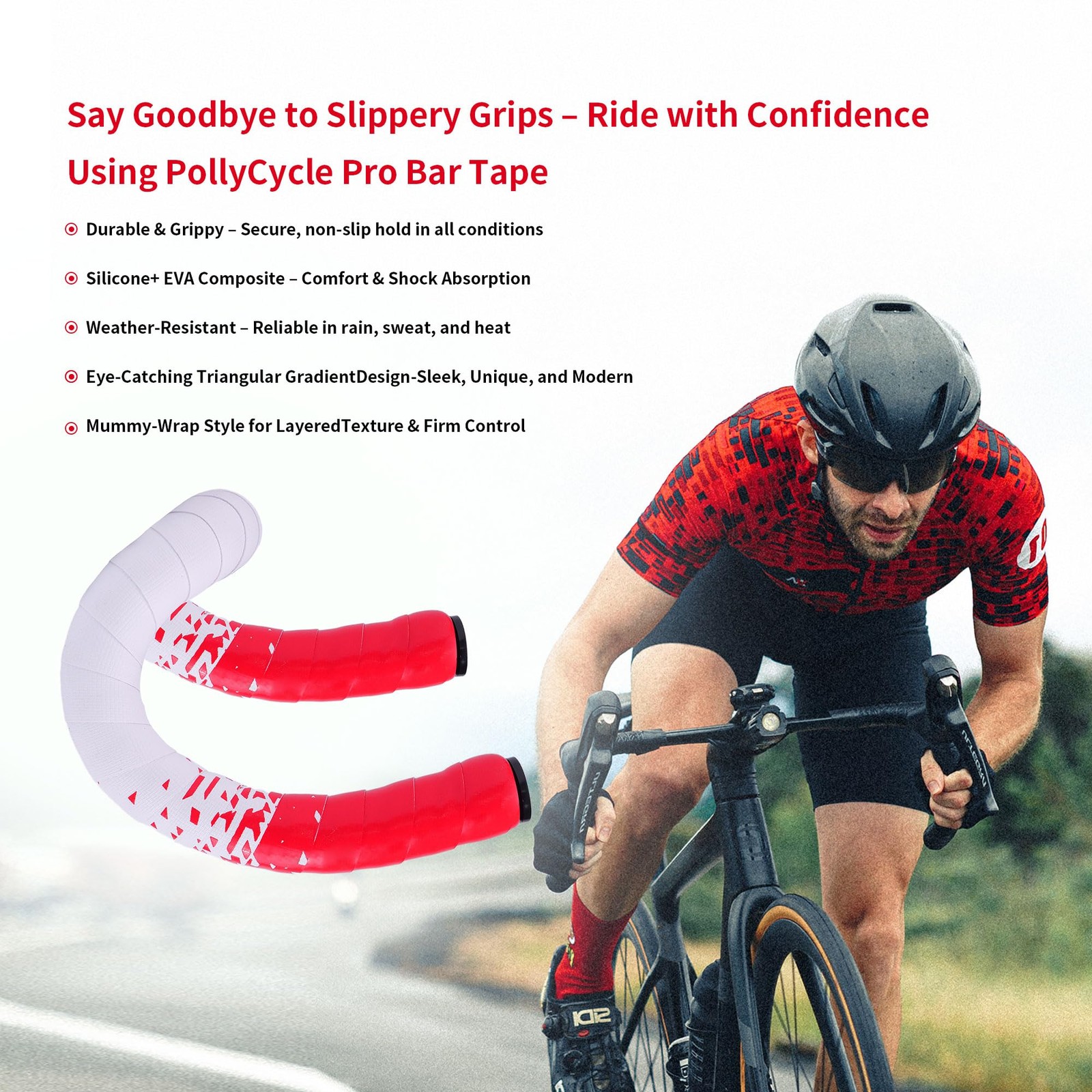 Handlebar Tape for Road Bike – 3mm Thick Shock-Absorbing Silicone Bar Tape – …