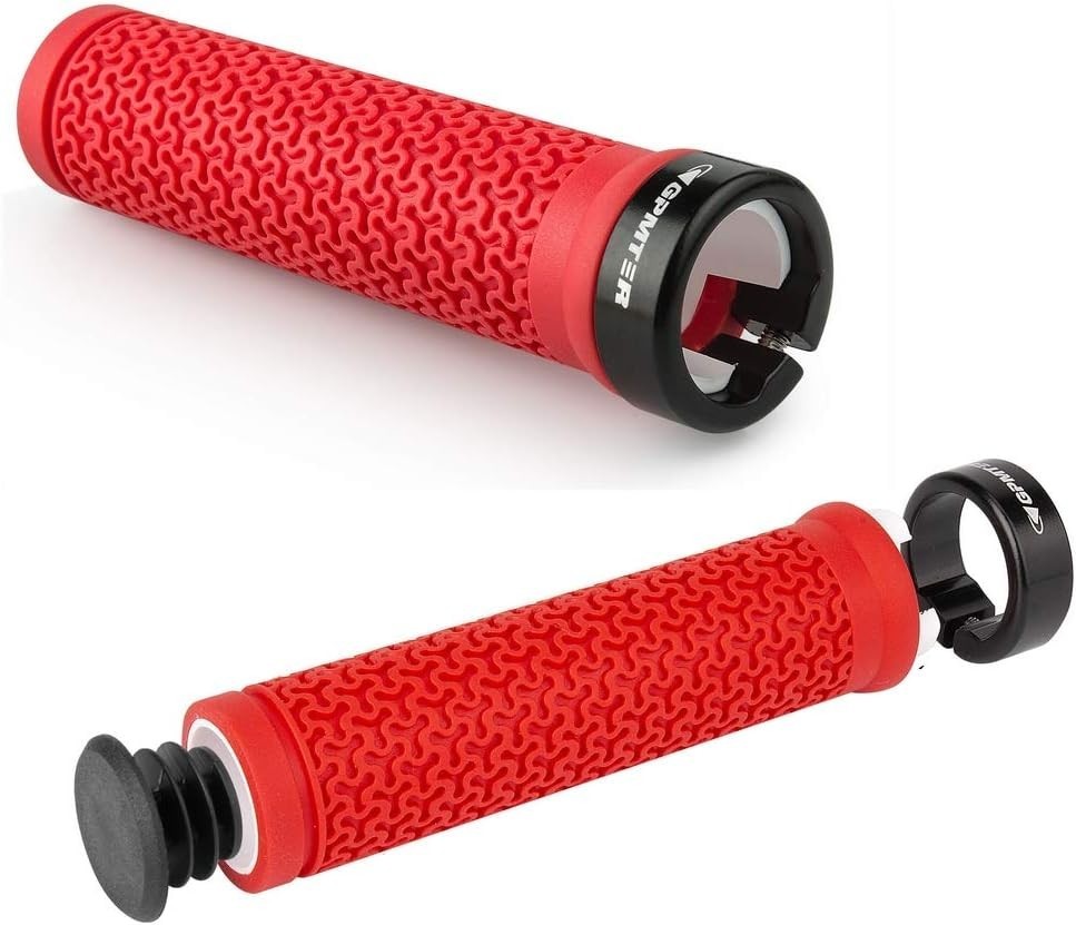 Bike Handlebar Grips, Single Lock, Rubber, Non-Slip, Ergonomic, 131mm