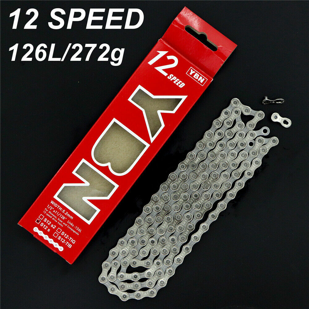 YBN 12 Speed MTB Mountain Road Bike Chain 126L Bicycle Chain Silver/GOLD