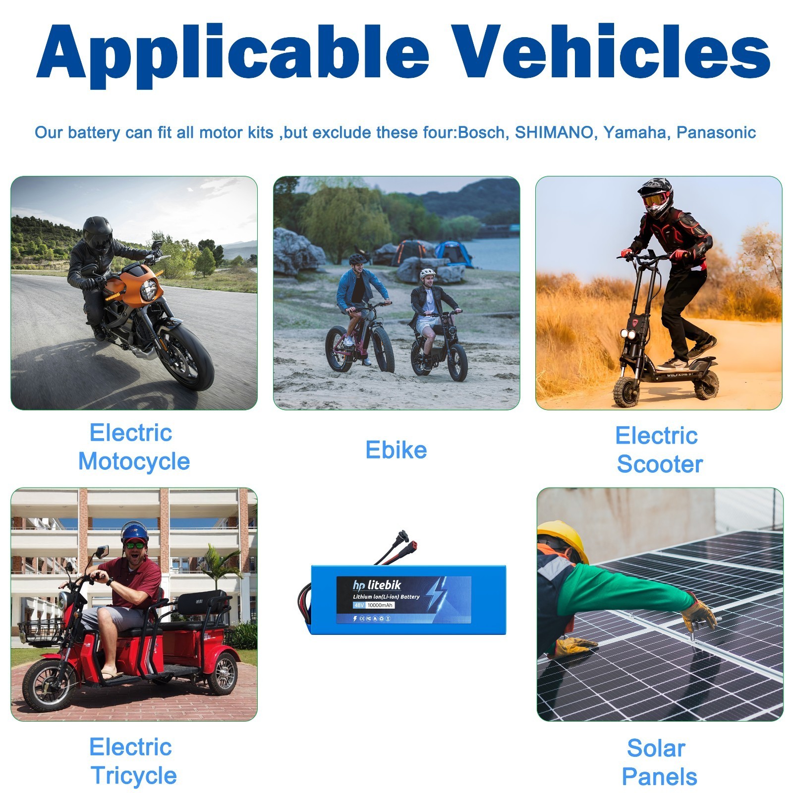 48V 10Ah Bike Lithium Battery w/ XT60 Plug 30A BMS Electric Bicycle 750W Motors