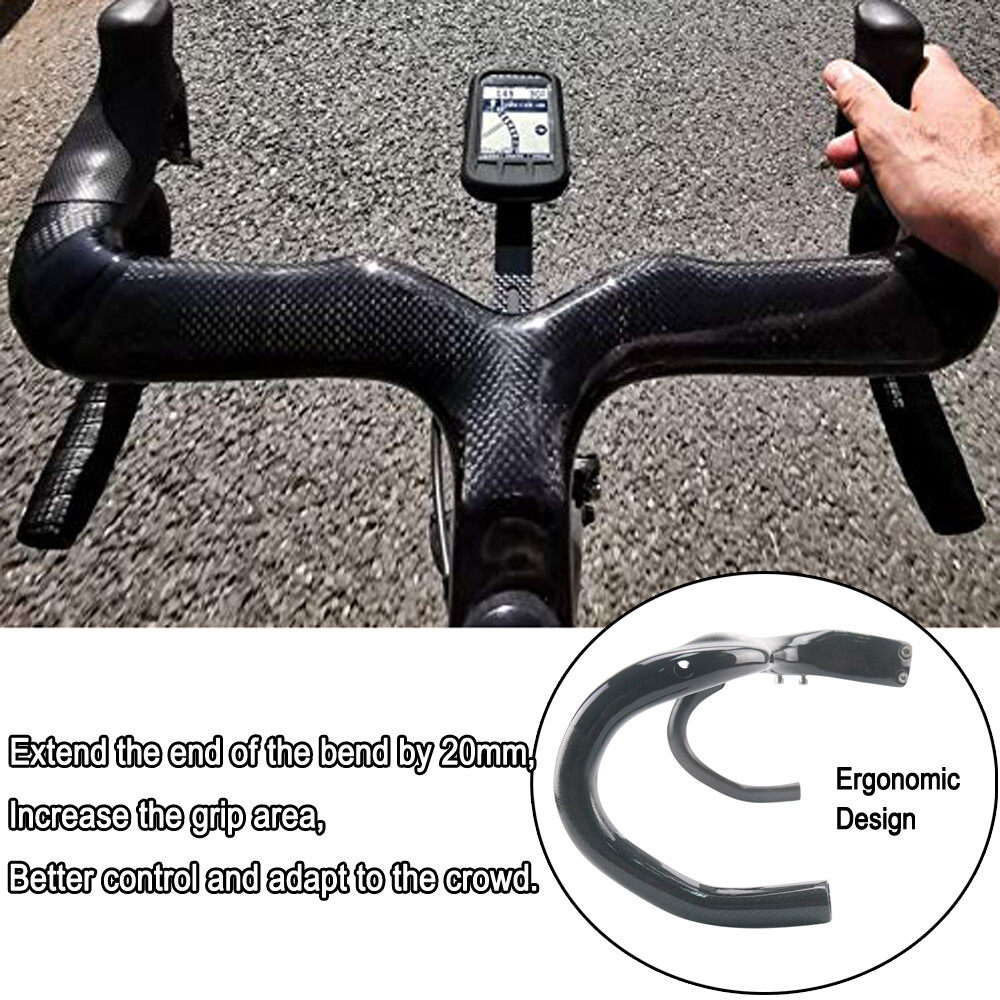 Carbon Bicycle Handlebar 1-1/8″ Racing Road Bike Drop Handle Bar Integrated Stem