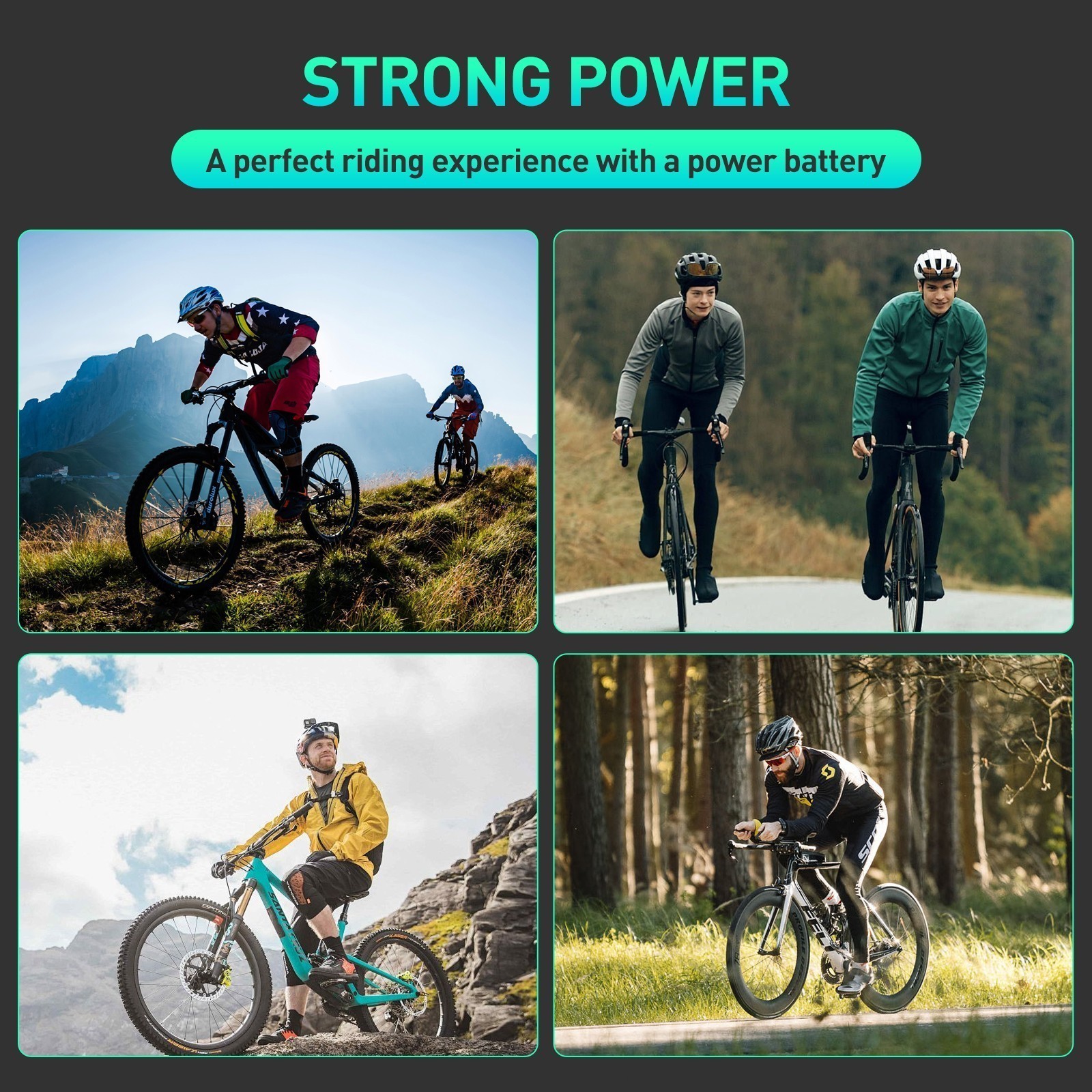 Lithium Ebike Battery 48V 36V 10.4Ah 200W-1500W Electric Bike Bicycle 30A BMS US