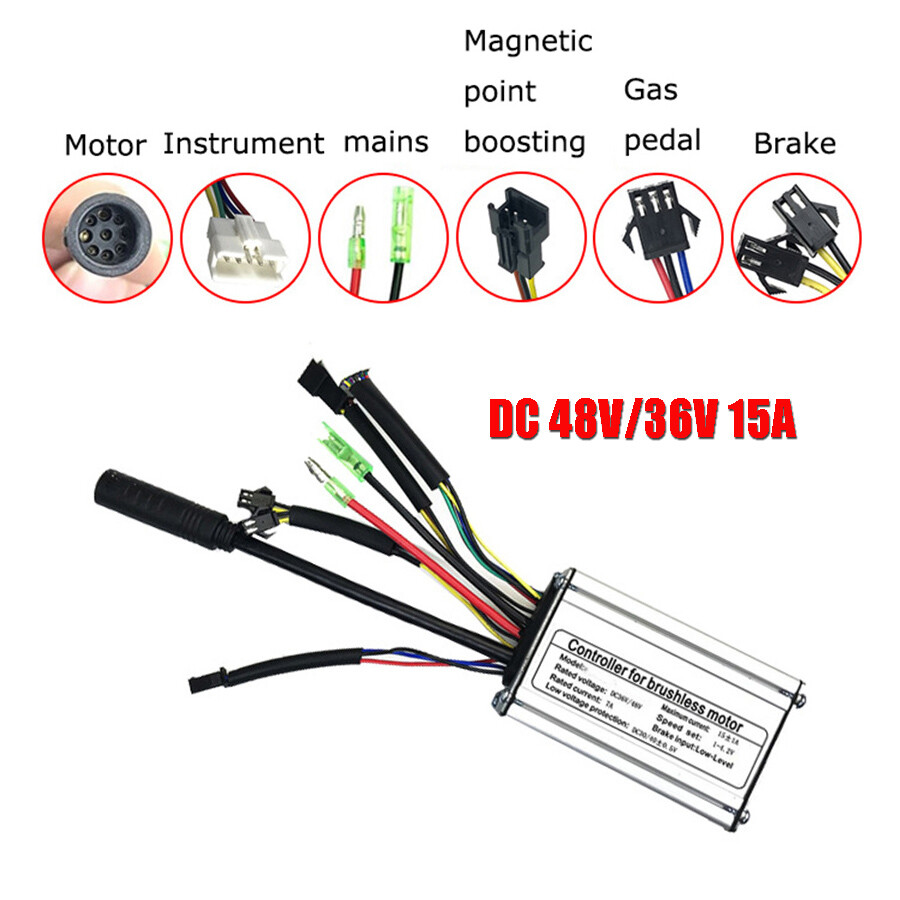 1x DC 36/48V 15A Controller For 250W 350W Brushless Motor Ebike Electric Bicycle