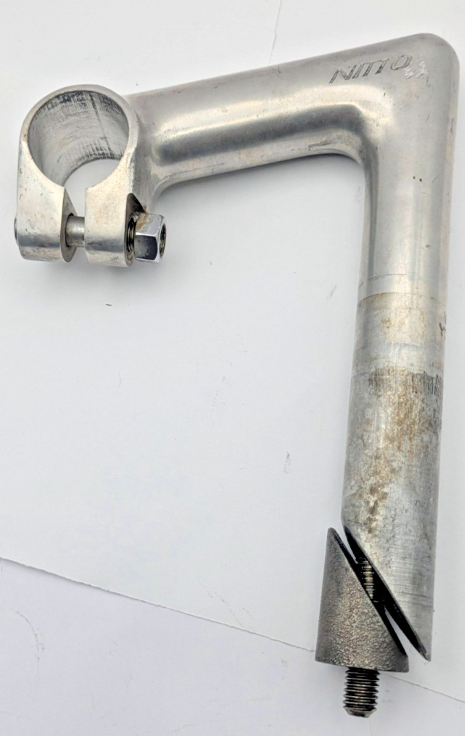 NITTO YOUNG QUILL STEM JAPAN 22.2MM 25.4MM CLAMP 90MM ALUMINUM SILVER ROAD BIKE