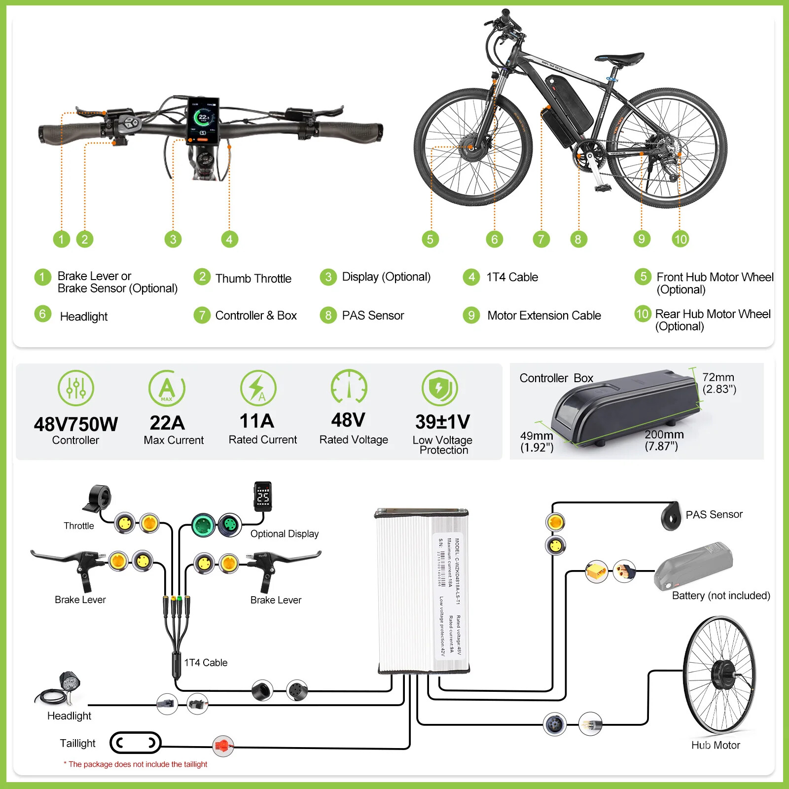 48V 750W Rear Wheel Drive Hub Motor for Electric Bike Conversion Kit 135-142mm
